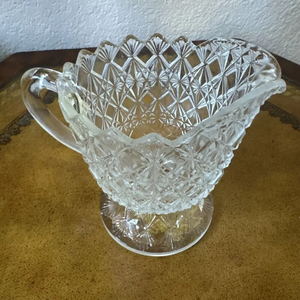 Vintage Fenton Clear‎ Glass Diamond Pattern Creamer 9103CY